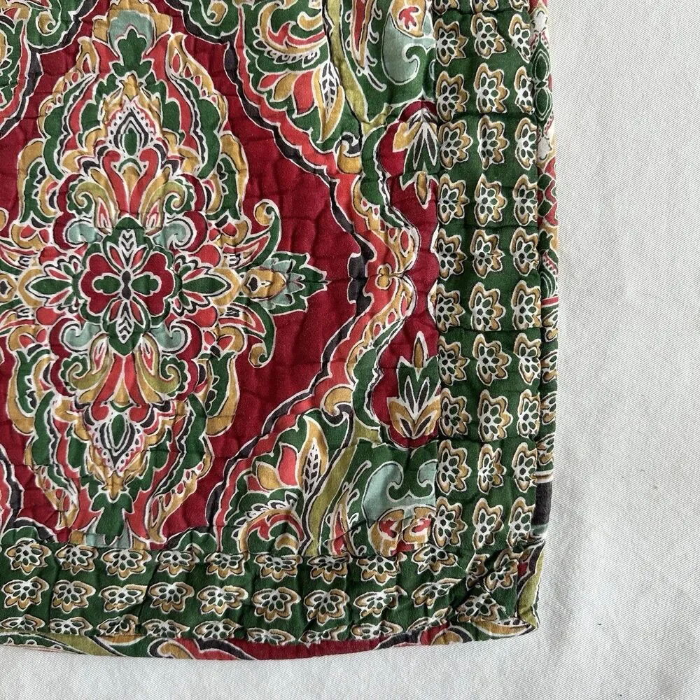 Lot 2 Pottery Barn Bohemian Floral Harlow Wholecloth Shams Euro Red Quilt
